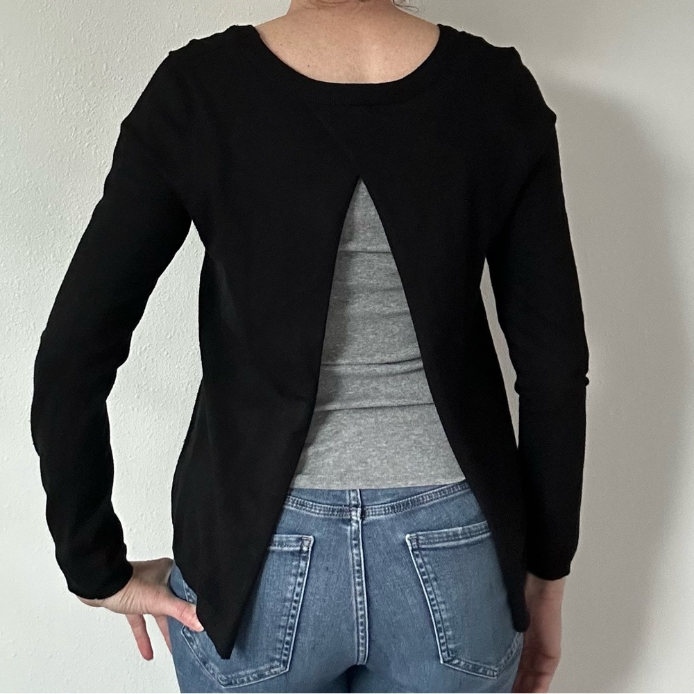 Chelsea & Theodore Black Open-Back Sweater